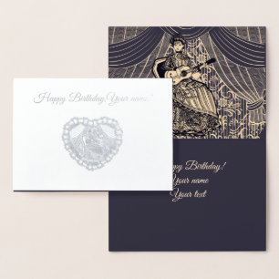 Cartão Metalizado Senhora com guitarra