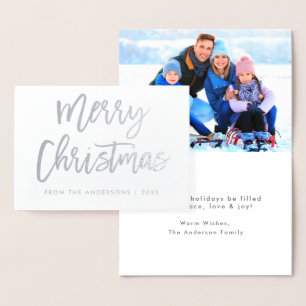 Cartão Metalizado Silver de Fotos de Natal Feliz