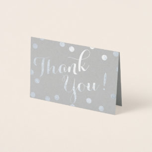 Cartão Metalizado Silver Foil Confetti Pontos Modernos Obrigado
