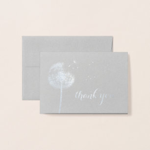Cartão Metalizado Silver Foil Dandelion Obrigado pela Cinza
