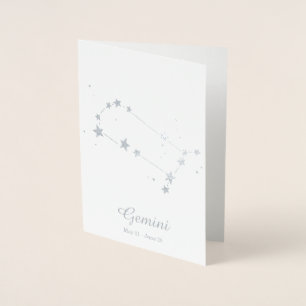 Cartão Metalizado Silver Foil GEMINI - Símbolo Zodíaco Constelaç