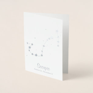 Cartão Metalizado Silver Foil SCORPIO - Constelação de Sinal Zodiac