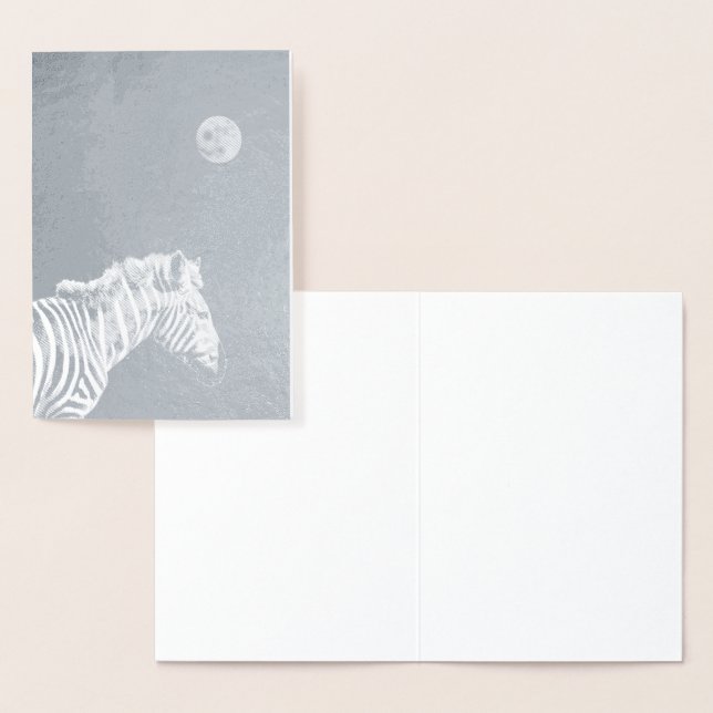 Cartão Metalizado Silver Foil Zebra com Lua (Exibição)