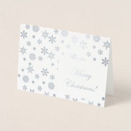 Cartão Metalizado Silver Snowflakes Feliz Natal!