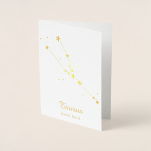 Cartão Metalizado Símbolo Zodiac Gold Foil TAURUS Constelação