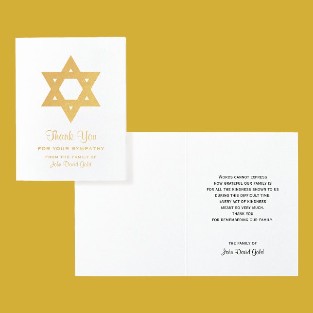 Cartão Metalizado Simpatia judaica Obrigado Estrela Foil Gold de Dav (Criador carregado)