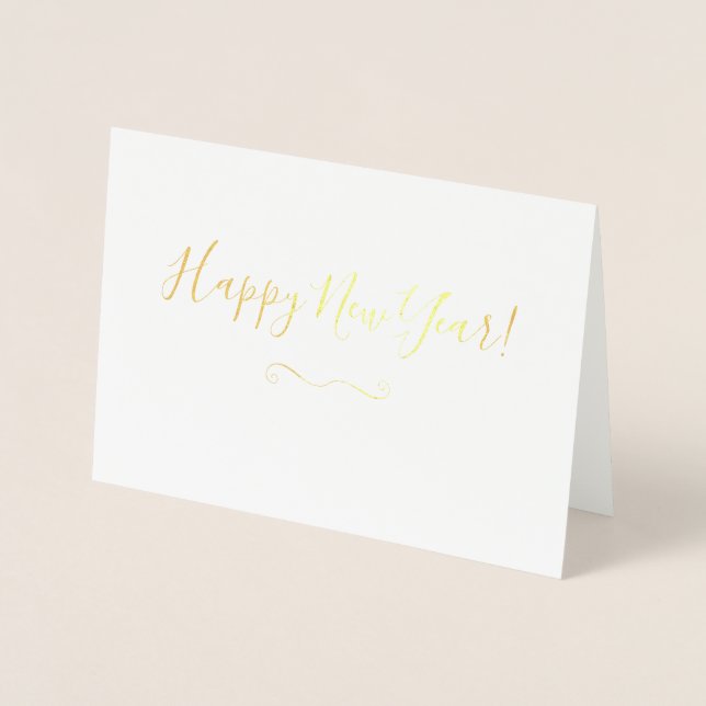 Cartão Metalizado Simple Gold Foil Happy New Year Cards (Frente)