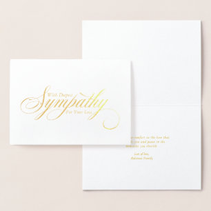 Cartão Metalizado Simples Elegância Script Simpatia Condolências