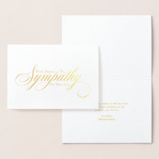 Cartão Metalizado Simples Elegância Script Simpatia Condolências