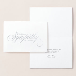 Cartão Metalizado Simples Elegância Script Simpatia Condolências