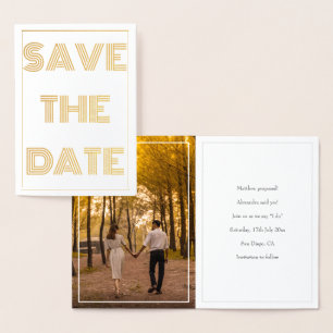 Cartão Metalizado Simples Foto Save The Date