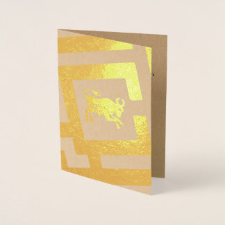 Cartão Metalizado Sinal astrológico Taurus Foil Decor Texto Personal