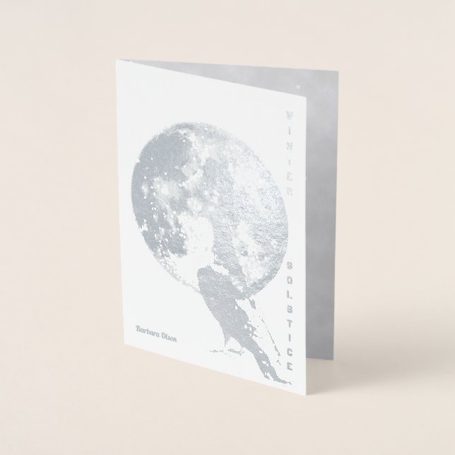 Cartão Metalizado Solstício de inverno: Lua e pomba (Frente)