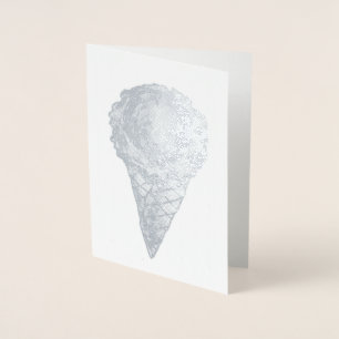 Cartão Metalizado Sorvete Scoop Waffle Cone Summer Dessert Foodie