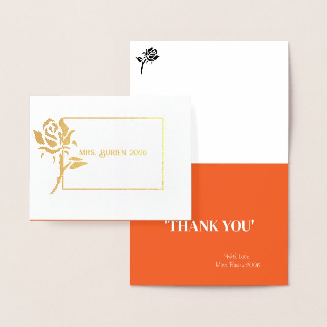 Cartão Metalizado Sra. Pageant Rosa Foil Personalizada Obrigado (Display)