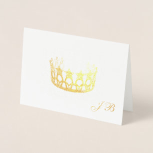 Cartão Metalizado Style Gold Foil Crown & Monographic Card