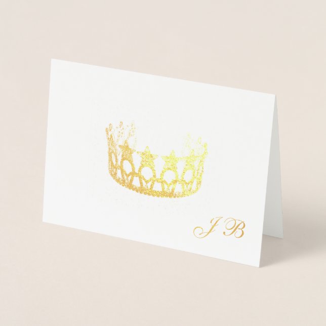 Cartão Metalizado Style Gold Foil Crown & Monographic Card (Frente)