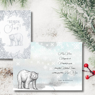 Cartão Metalizado Temporada Floresta Urso Feliz Natal Cumprimentos P