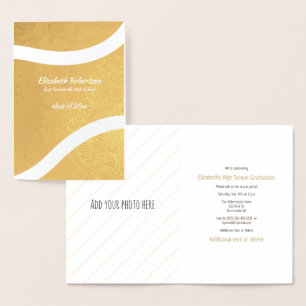 Cartão Metalizado Tênis de atleta festa de formatura de ouro