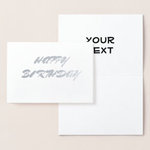 Cartão Metalizado TEXTO MÍNIMO SILVER TEXTO MÍNIMO feliz dia de nasc
