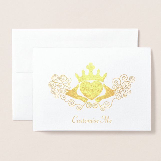 Cartão Metalizado The Claddagh (Ouro) (Frente com envelope)