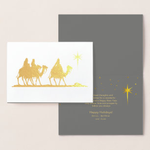 Cartão Metalizado Three Wise Men Silhouette Dourado ID424