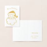 Cartão Metalizado Tipografia Feliz de Natal Dourada Foil Santa Claus<br><div class="desc">Bonito Papai Noel Elegante Dourado ou Silver Foil,  Tipografia de Feriados Felizes,  você pode mudar todo texto,  Elegante Padre de Natal Mini Cartão para Presentes de Natal</div>