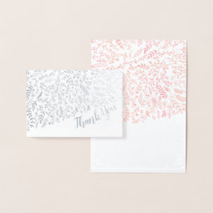 Cartão Metalizado Tipografia Floral Da Silver Foil Obrigado
