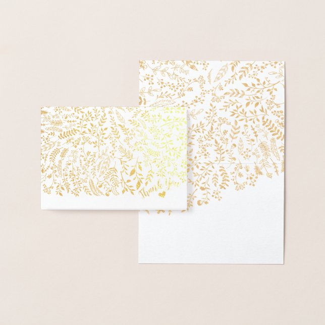 Cartão Metalizado Tipografia Floral Gold Foil Obrigado (Exibição)