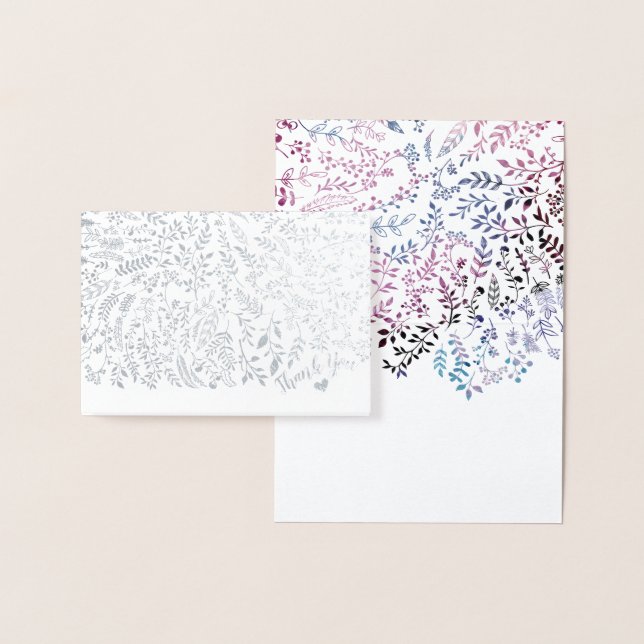 Cartão Metalizado Tipografia Floral Gold Foil Obrigado (Exibição)