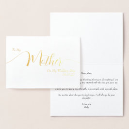 Cartão Metalizado To My Mother on My Wedding Day Elegant Script