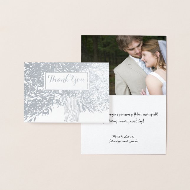 Cartão Metalizado Tronco de Árvore Iniciais de Foto Silver Foil Obri (Exibição)