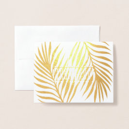 Cartão Metalizado Tropical Palm Fronds Wedds Foto De Casamento Obrig