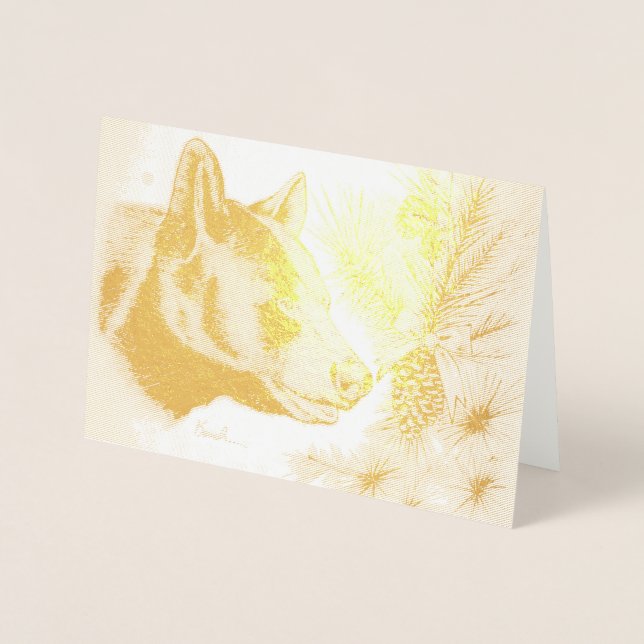 Cartão Metalizado Urso Negro e Árvore de Natal (Frente)