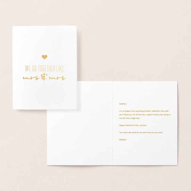 Cartão Metalizado Vamos Juntos Como Sra. & Sra. (Exibição)