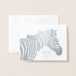 Cartão Metalizado Vazio Zebra, Prata de Vida Selvagem de Ocasião