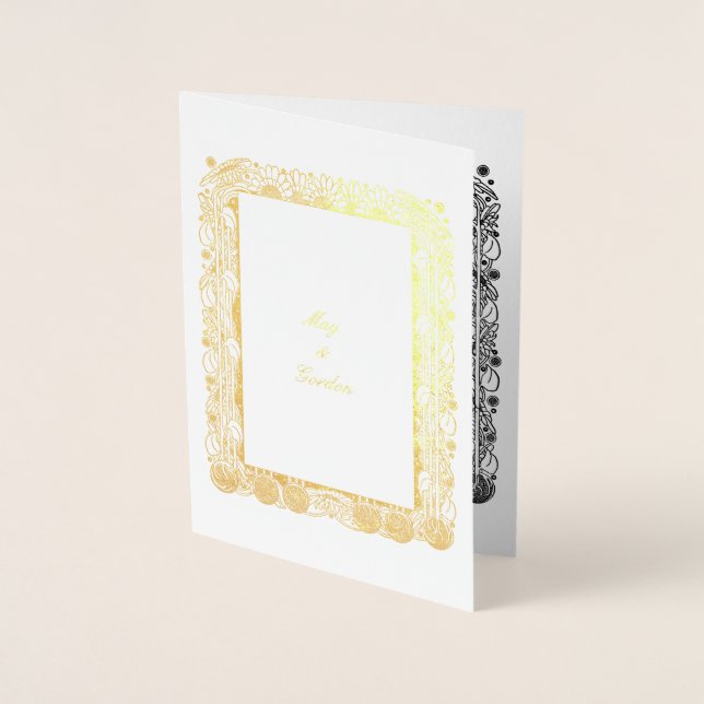 Cartão Metalizado Victorian Era Art Nouveau Floral (Frente)