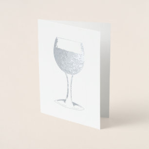 Cartão Metalizado Vinho Metálico Provando Vidro Bebendo Vinho
