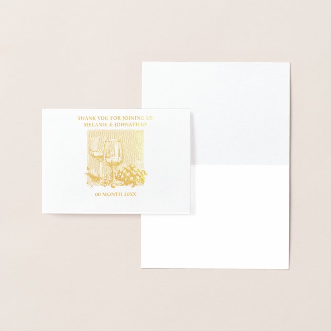 Cartão Metalizado Vinhos Dourados uvas vinícolas elegantes vinhas (Exibição)