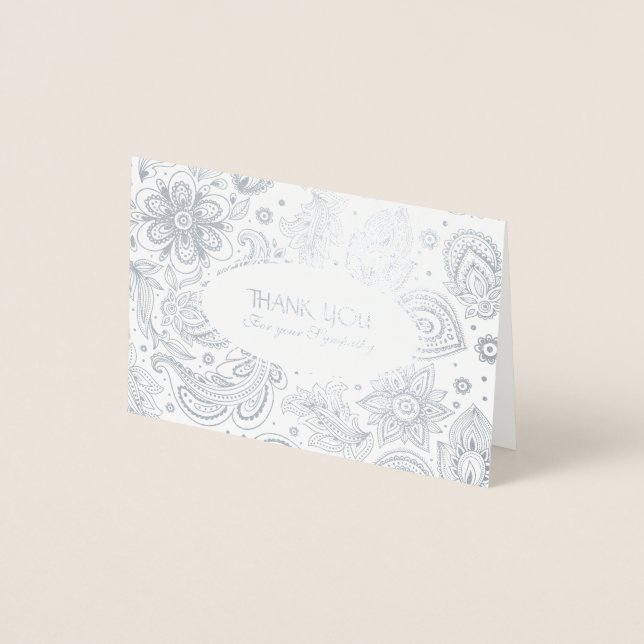 Cartão Metalizado Vintage Floral Pattern Simpatia Obrigado (Frente)