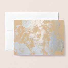 Cartão Metalizado Vintage Floral Skull