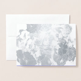 Cartão Metalizado Vintage Floral Skull