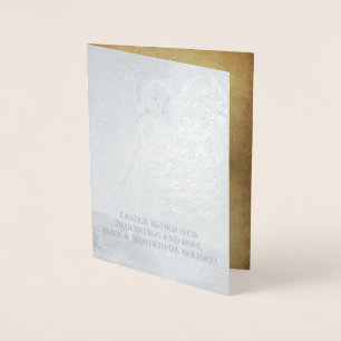 Cartão Metalizado Vintage Páscoa Angel Saudações