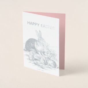 Cartão Metalizado Vintage prata bunnies - adicionar foto