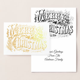 Cartão Metalizado Vintage Victorian Era Feliz Natal