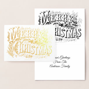 Cartão Metalizado Vintage Victorian Era Feliz Natal