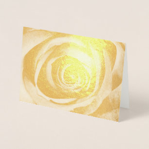 Cartão Metalizado Vintagem Dourada de Decoração Floral com Flor de R