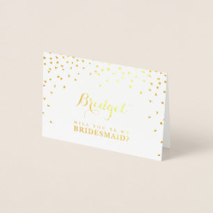 Cartão Metalizado VOCÊ SERÁ MEU nome de BRIDESMAID manchas confetti?