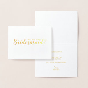 Cartão Metalizado Você Será Minha Porta-Voz? Script moderno Dourado