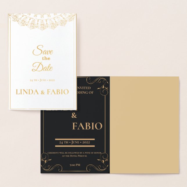 Cartão Metalizado wedding Invitation (Exibição)